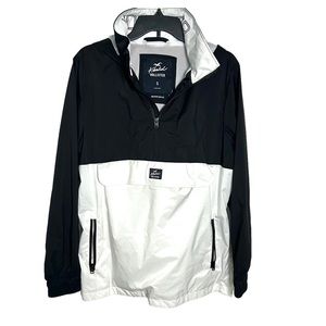 Khalid x Hollister Collab white and black hooded windbreaker Sz Small